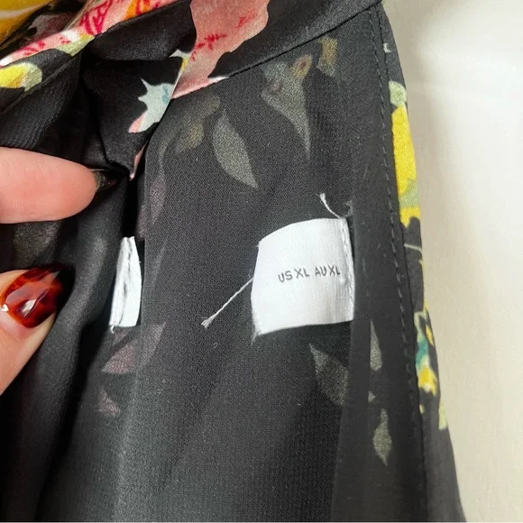 Petal & Pup Anabelle Black Floral Satin Halter High Neck Midi Dress XL - Picture 11 of 11